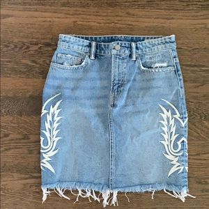 Embroidered mini jean skirt